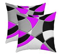Loussiesd Abstract Art Throw Pillow Covers 60x60cm Set of 2 Soft Black White Purple Grey Geometric Pillow Cases Cushion Covers Modern Art Decorative Throw Pillowcases for Sofa Couch Chair