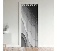 Loussiesd Abstract Ombre Door Curtain Doorway Privacy Ocean Waves Set Decor Gradient Grey Gray White Sea and Beach Tropical Summer Contemporary Closet Door Cover Curtain room 106x203cm 1 Panel