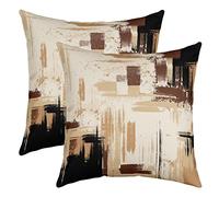 Loussiesd Abstract Pillow Cover 60x60cm Modern Abstract Art Decorative Throw Pillow Cover Cases Home Decor Brown Grey Black Cushion Case for Couch Sofa Outdoor