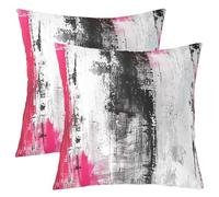 Loussiesd Abstract Reversible Throw Pillow Covers 45x45cm Hot Pink Grey Black Abstract Square Cushion Covers Set of 2 Set Decor Geometric Pillow Covers Home Decor Modern Art Outdoor Pillows Covers