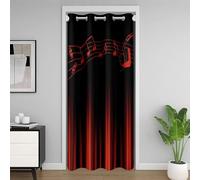 Loussiesd Abstract Shadow Curtains - Privacy 1 Panel Music Themed Red & Black Curtains for Bedroom Windows - 150x203cm