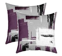 Loussiesd Abstract Throw Pillow Covers for Couch Sofa Bed Set of 2 Modern Abstract Art Decorative Pillows Cushion Covers Purple Grey White Pillow Inserts Not Included 18x18 Inch