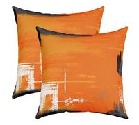 Loussiesd Abstract Throw Pillow Covers Set of 2 Soft Modern Abstract Art Cushion Covers for Couch Sofa Orange White Grey Pattern Decorative Pillowcases Outdoor Pillows Covers 24x24 Inch