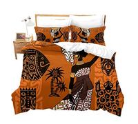 Loussiesd African Duvet Cover Set Single Size Ethnic African Landscape Print Bedding Set Exotic Afro Woman Animal Comforter Cover Aboriginal Bedspread Cover Microfiber Zipper 2 Pieces