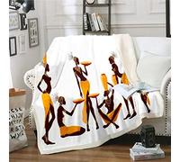 Loussiesd African Woman African Pattern Fleece Blankets for Bed Couch Travel Ethnic Afro Decor Plush Single Blanket Traditional Exotic Style Room Decor Double 60"x79"