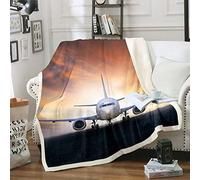 Loussiesd Aircraft 3D Airplane Print Fleece Throw Blanket Transport Aircraft Flying Plush Blanket for Kids Boys Adults Plain Aviation for Sofa Bed Couch Double 60x79 Inch