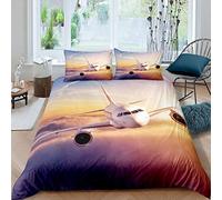 Loussiesd Aircraft Duvet Cover Transportation Airplane Print Bedding Set for Kids Boys Girls Flying Plane Comforter Cover Luxury Soft Bedspread Cover with 2 Pillowcase 3Pcs Double Size