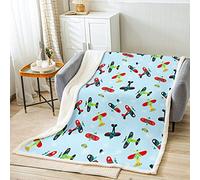 Loussiesd Aircraft Fleece Throw Blanket Aircraft Toy Sherpa Blanket for Kids Boys Girls Cute Airplane Print Fuzzy Blanket for Sofa Bed Modern Stylish Colorful,Single 50x60 Inch
