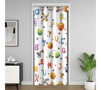 Loussiesd Alphabet Galaxy Door Curtain for Doorway Privacy ABC Learning Closet Cover Solar System Room Divider Curtain 132x203cm Educational Outer Space Bedroom Living Room Window Treatments