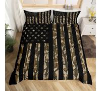 Loussiesd American Flag Camouflage Bedding Set Single Size Kids Camo Hunting Comforter Cover for Boys Girls Teens Western Farmhouse Duvet Cover Soft Microfiber Wild Animal Room Decor