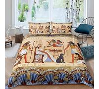 Loussiesd Ancient Egypt Bedding Set Tribal Comforter Cover for Kids Adult Egypt Culture Duvet Cover Egyptian Style Bedspread Cover Room Decor 3Pcs with 2 Pillow Case Double Size