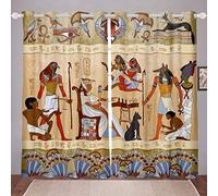 Loussiesd Ancient Egypt Curtain Tribal Window Dreapes for Kids Adult Egypt Culture Window Curtains Egyptian Style Window Treatments Room Decor W46*L54