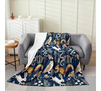 Loussiesd Animal Throw Blanket Double 60x79Inch Creature and Plan Plush Throw Blanket for Boys Girls Squirrels Rabbits Owls Snakes Sherpa Blanket Bedroom Decor