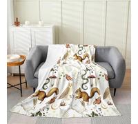 Loussiesd Animal Throw Blanket Queen 90x90Inch Boys Girls Squirrels Rabbits Owls Snakes Plush Throw Blanket Breathable Soft Flowers Sherpa Blanket Bedroom Decor Microfiber