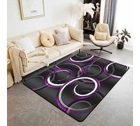 Loussiesd Area Rug,Geometric Circle Rugs for Living Room Bedroom,Modern Abstract Art Purple White Black Indoor Floor Mat,150x200cm