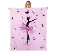 Loussiesd Ballet Dancer Sherpa Throw Blanket for Couch Ballerina Super Soft Cozy Fleece Butterfly Floral Blanket for Winter, Plush Throw Princess Flower Queen 90x90Inch All Season