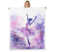 Loussiesd Ballet Dancer Sherpa Throw Blanket for Couch Ballerina Super Soft Cozy Fleece Cute Floral Blanket for Winter, Plush Throw Princess Flower Throw 40x50Inch All Season
