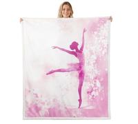Loussiesd Ballet Dancer Sherpa Throw Blanket for Couch Ballerina Super Soft Cozy Fleece Dreamy Princess Blanket for Winter, Plush Throw Glitter Double 60x79Inch All Season