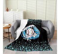 Loussiesd Baseball Theme Plush Throw Blanket Blue Ice Cream Flannel Blanket Single 50x60Inch Glitter Star Print All Season Black White Blue for Couch Bed Sofa Bedroom Decor