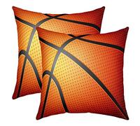 Loussiesd Basketball Throw Pillow Covers 18"x18" Set of 2 Soft Gaming Sports Cushion Covers for for Sofa Ball Games Gift for Basketball Lover Orange Decorative Pillowcases Outdoor Pillows Covers