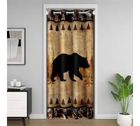 Loussiesd Bear Door Curtain for Doorway Window 86x203cm Pine Tree Pattern Thermal Insulated Temporary Room Dividers Wild Animal Closet Cover Rustic Cabin Country Bedroom Living Room Microfiber
