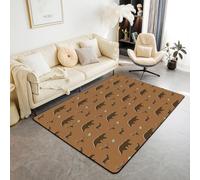 Loussiesd Bear Living Room Rugs Deer Hunting for Boys Girls Rustic Cabin Country Area Rug 100 * 150cm Nature Wildlife Bear Room Decor Jungle Animals Brown