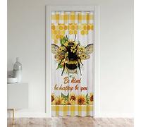 Loussiesd Bee Pattern Door Curtain for Doorway Privacy Kids 86x203cm Honeycomb Room Divider Curtain Cover Decorative Geometrical Closet Door Cover Curtain Buffalo Check Yellow Window Treatments