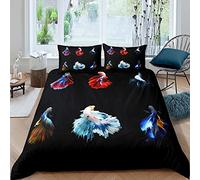 Loussiesd Betta Fish Duvet Cover Colorful Siamese Fighting Fish Comforter Cover Underwater Animal Bedding Set For Kids Adults Aquarium Sealife Seaworld Bedding & Linen Single Size Bedclothes Boys