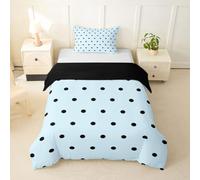 Loussiesd Black Blue Polka Dot Duvet Cover Single Bedding for Kids