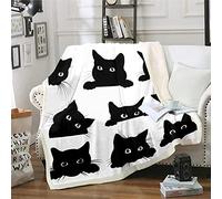 Loussiesd Black Cat for Kids Toddler Cute Pet Cats Fleece Throw Blanket Kawaii Kitten Plush Blanket and Throws Super Soft Cozy Animal Double 60x79 Inch