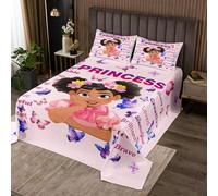 Loussiesd Black Girl Magic Bedspread Quilts Butterflies Print Coverlet Set Single Size African American Quilted Coverlet for All Season With 1 Pillowcase Butterfly Microfiber