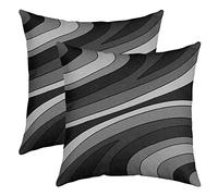 Loussiesd Black Grey Stripes Reversible Throw Pillow Covers Geometric Pillow Covers Home Decor Set Square Cushion Covers Set of 2 Modern Striped Art 22x22 Inch