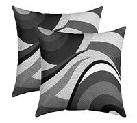 Loussiesd Black Grey Stripes Reversible Throw Pillow Covers Kids Geometric Pillow Covers Home Decor Set for Teens Abstract Art Square Cushion Covers Set of 2 Modern Striped Art 24x24 Inch