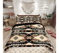 Loussiesd Black Southwestern Bedding Set Super King Size Geometric Comforter Cover Set Tribal Western Decor Native American Design Duvet Cover Stripe Line Bedspread Cover Room Decor Quilt Cover