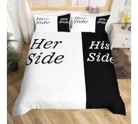 Loussiesd Black White Duvet Cover Set Junior/Cot Bed Size His Side Her Side Bedding Set Modern Design Comforter Cover with 1 Pillow Shams Simple Room Bedding Breathable Zipper Closure Vibrant Boys