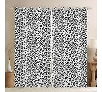 Loussiesd Black White Leopard Curtains Cheetah Window Drapes Men Africa Animal Wildlife Window Curtains for Bedroom Living Home Hotel Window Treatments,W66*L90