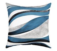 Loussiesd Blue Grey Stripe Square Cushion Covers Set of 4 Set Reversible Throw Pillow Covers Decor Geometric Pillow Covers Home Decor Set Modern Striped Art 18x18 Inch
