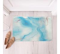 Loussiesd Blue Marble Bathroom Rugs Modern Abstract Art Bath Mats Microfiber Retro Watercolor Artwork Design Bathroom Accessories Floor Doormats Non-Slip 20x32Inch Soft