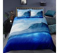 Loussiesd Blue Ocean Comforter Cover King Size Beach Theme Bedding Set Surfing Picture Decorative 3 Pcs White Blue Duvet Cover Set Marine Design Bedspread Cover with 2 Pillowcase Zipper Lightweight