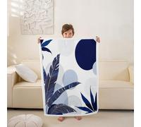 Loussiesd Blue White Boho Throw Blanket Modern Abstract Minimalist Soft Fleece Sherpa Cozy Fuzzy Plush Warm Bohemian Fuzzy Plush Throw Baby 30x40Inch for Bed Couch Living Room