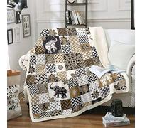 Loussiesd Bohemian Boho Mandala Print Fleece Throw Blanket 3D Elephant Geometric Grid Plush Blanket for Adults Vintage Indian Tribal for Sofa Bed Couch Single 50x60 Inch