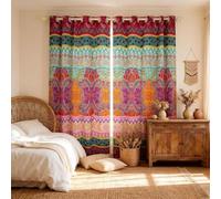 Loussiesd Bohemian Curtains for Bedroom Boho Exotic Style Curtain Soft Lightweight Gorgeous Southwestern Window Treatment Bedroom Decor Cute Lovely Ethnic Butterfly W46*L54 2 Panels