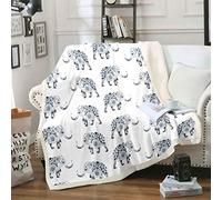 Loussiesd Bohemian Elephant Fleece Blankets Kids Adults Boho Exotic Style Sherpa Blanket Wild Animal Pattern Throw Blanket Ethnic Elephant Print Plush Blankets,Room Decor Fuzzy Blanket Baby 30"x40"