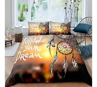 Loussiesd Bohemian Theme Dream Catcher Printed Comforter Cover Boho Style Bedding Duvet Cover for Girls Woman Bedroom Retro Ethinc Tribe Indian Feather Print Vintage Decor 3 Pcs Super King