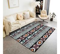 Loussiesd Bohemian Western Area Rug 100 * 150cm Southwestern Aztec Leopard Living Room Rugs for Kids Boys Girls Bedroom Rustic Western Decor Carpet with Non-Slip Backing Boho Tribal Indoor Floor Mat