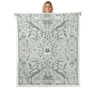 Loussiesd Boho Animal Sherpa Blanket Botanical Floral for Boys Girls Deer Jungle Animals Throw Blanket Queen 90x90Inch Wolf Rabbit DragonflyButterfly Mushroom Decor Green