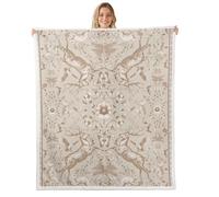 Loussiesd Boho Animal Sherpa Blanket Botanical Floral Throw Blanket 40x50Inch Deer Jungle Animals Wolf Rabbit DragonflyButterfly Brown