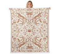 Loussiesd Boho Animal Sherpa Blanket Botanical Floral Throw Blanket 40x50Inch Deer Jungle Animals Wolf Rabbit DragonflyButterfly Pink Orange White