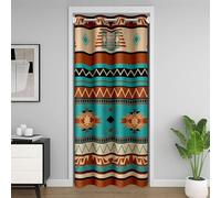 Loussiesd Boho Door Curtain for Doorway Privacy 150x203cm 1 Panel Southwestern Aztec 30%-50% Room Divider Curtain Southwest American Design Closet Cover for Bedroom Living Room Teal Brown