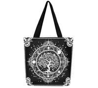 Loussiesd Boho Exotic Tree Canvas Tote Bags 50x40cm for Women Gifts Sun Moon Reusable Grocery Bag for Shopping Gym Bohemian Botanical Travel Beach Bag Bedroom Decor Galaxy Astrology Space